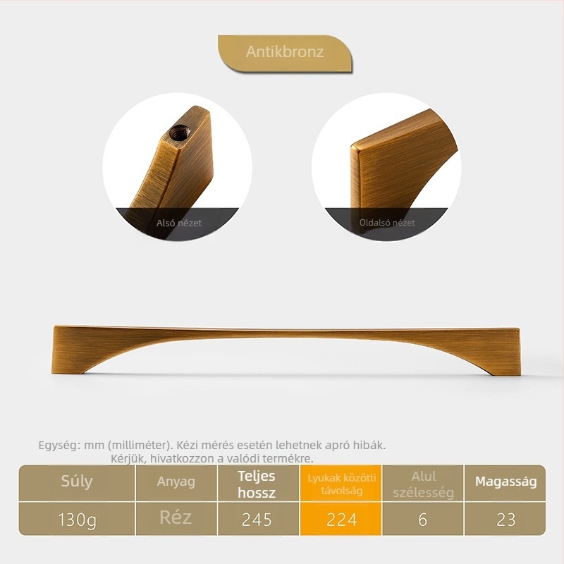 HG201 Zinkötvözet ajtó- és fiókfogantyú – modern, minimalist stílus, finom polírozás