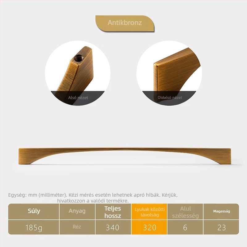 HG201 Zinkötvözet ajtó- és fiókfogantyú – modern, minimalist stílus, finom polírozás