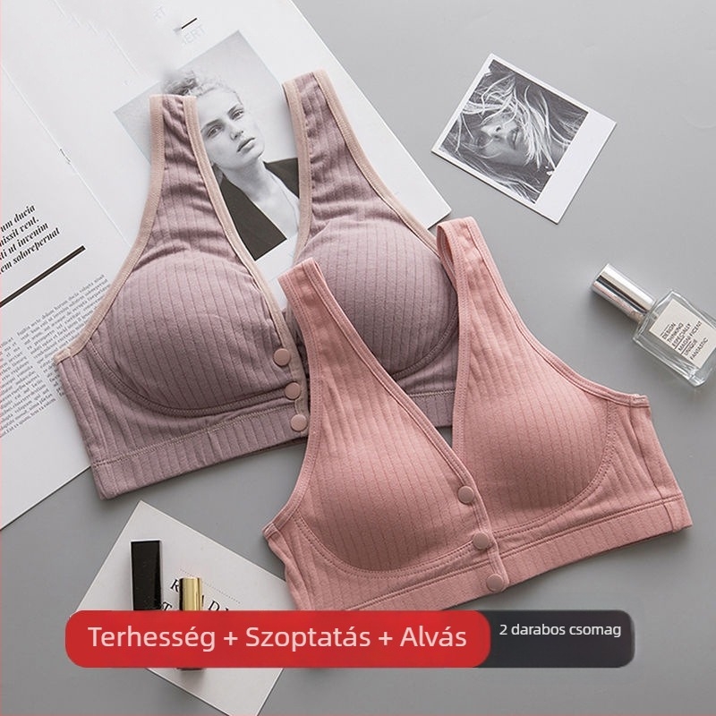 Szoptatós melltartó – Vest-stílus, Push-Up, Pamut (95%), Vékony formázott kosár, Szoptatás