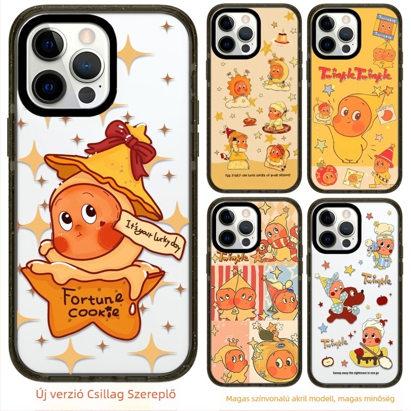 C+ együttműködésű csillag motívumos iPhone tok 12–14 sorozathoz, akril, UV nyomtatás, mágneses, ütésálló, testreszabható