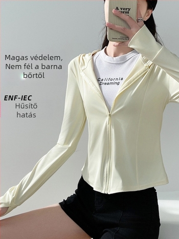 Női ice silk napvédő kabát, karcsú szabás, UPF40+, hossz 50-65 cm, poliészter 80-90% elastánnal