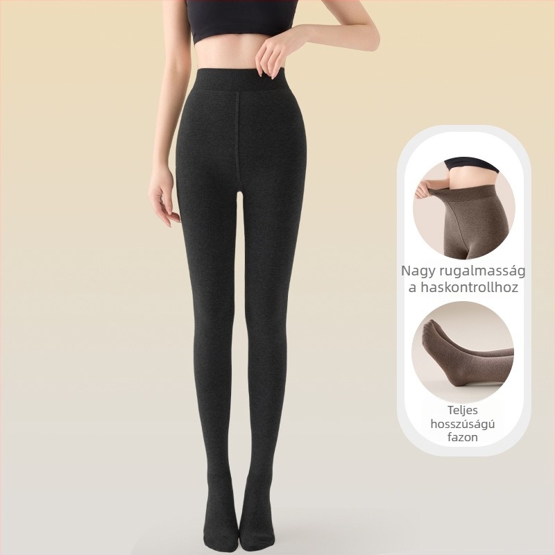 Női magas derekú, fleece-beléses vastag leggings őszi-téli viselet, mikrokompresszió a karcsúsító hatásért, 2025-ös új modell