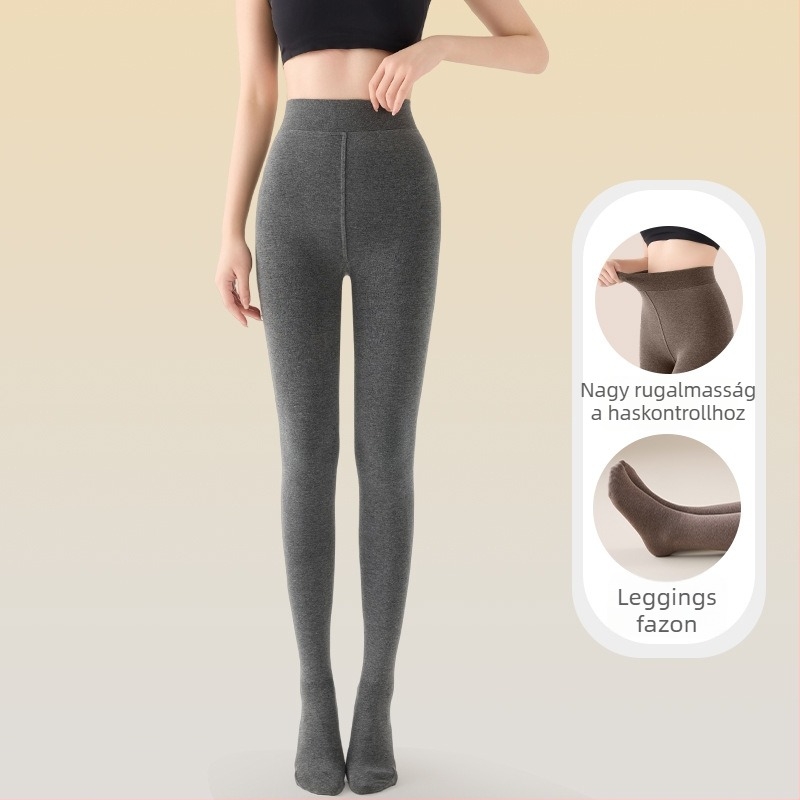 Női magas derekú, fleece-beléses vastag leggings őszi-téli viselet, mikrokompresszió a karcsúsító hatásért, 2025-ös új modell