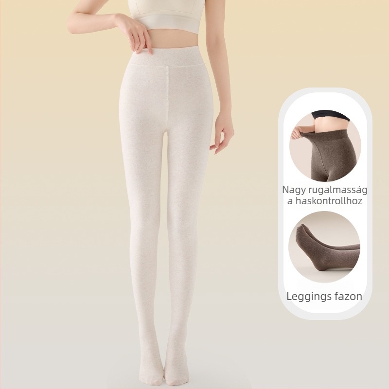 Női magas derekú, fleece-beléses vastag leggings őszi-téli viselet, mikrokompresszió a karcsúsító hatásért, 2025-ös új modell