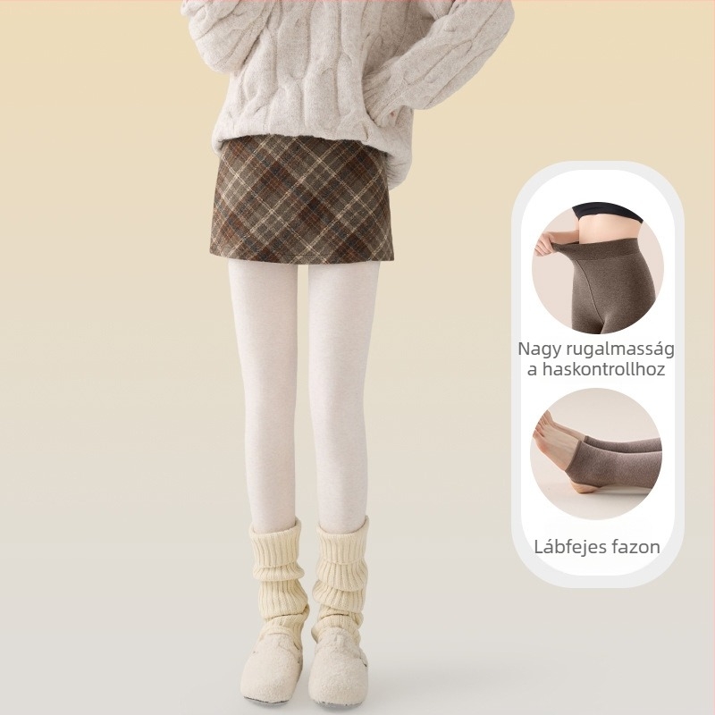 Női magas derekú, fleece-beléses vastag leggings őszi-téli viselet, mikrokompresszió a karcsúsító hatásért, 2025-ös új modell