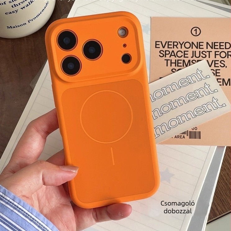 Folyékony szilikonból készült tok iPhone 17 Pro Max számára vékony mágneses gyűrűvel és kontrasztos színű dizájnnal