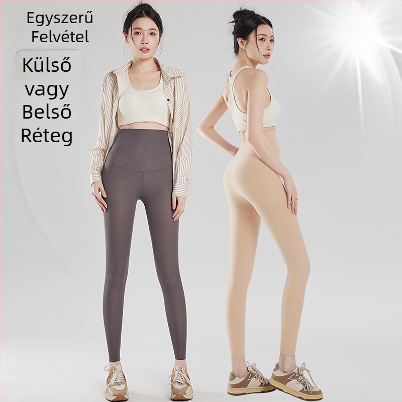 Nylon-elasztán keverékből készült leggings, ultra vékony, magas derekú, légáteresztő, jóga nadrág