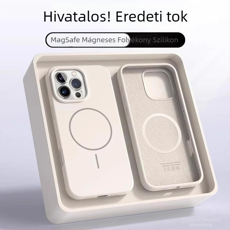 Folyékony szilikonból készült mágneses védőtok iPhone-hoz, puha érzetű, ütésálló és hőelvezető kivitel.