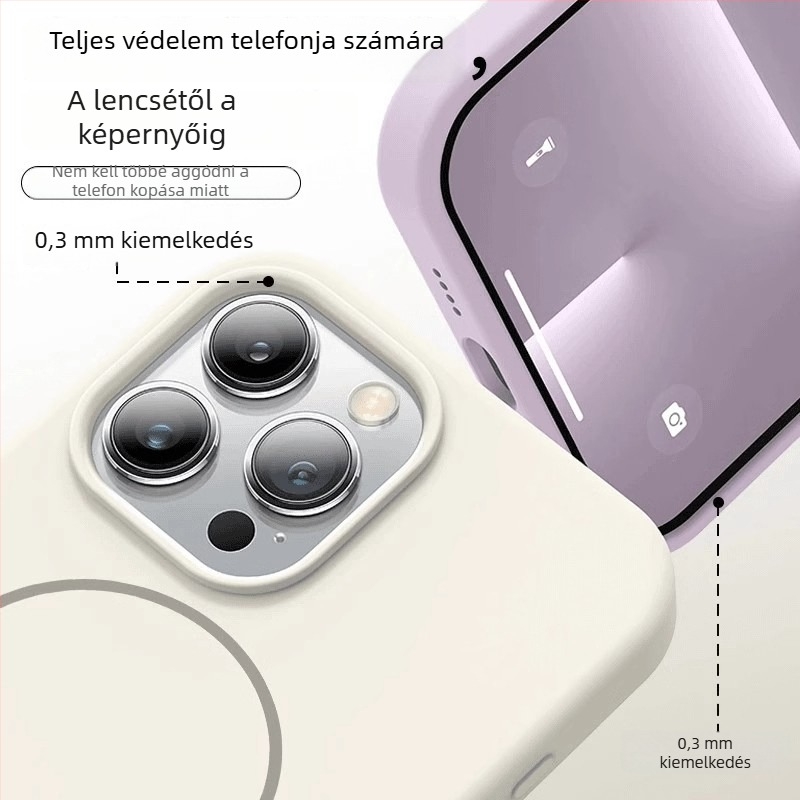 Folyékony szilikonból készült mágneses védőtok iPhone-hoz, puha érzetű, ütésálló és hőelvezető kivitel.