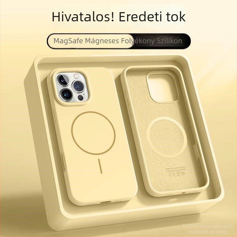 Folyékony szilikonból készült mágneses védőtok iPhone-hoz, puha érzetű, ütésálló és hőelvezető kivitel.
