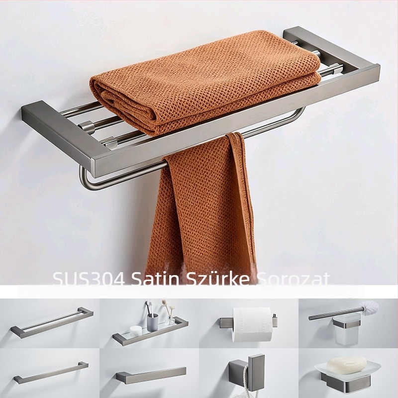Rozsdamentes acél törölközőtartó készlet, elektroplating felület, modern minimalist stílus, hat darabos készlet vagy több