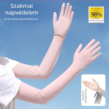 Női nejlon napvédő karvédők, hűsítő, légáteresztő, UV-védelem, csúszásmentes, érintőképernyő-kompatibilis, kültéri vezetéshez
