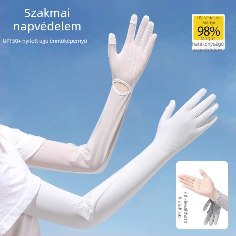 Női nejlon napvédő karvédők, hűsítő, légáteresztő, UV-védelem, csúszásmentes, érintőképernyő-kompatibilis, kültéri vezetéshez