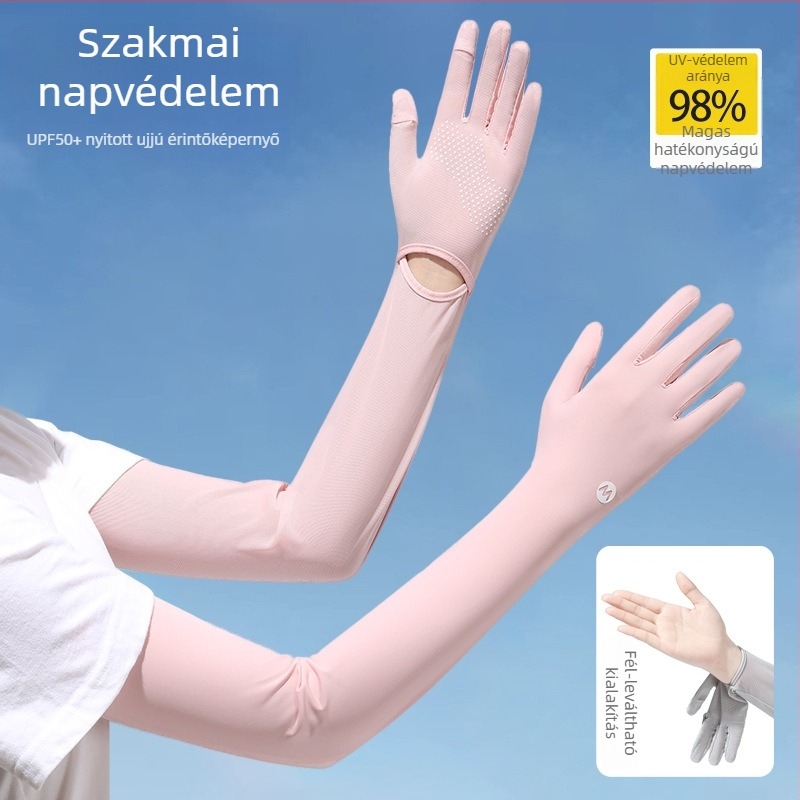 Női nejlon napvédő karvédők, hűsítő, légáteresztő, UV-védelem, csúszásmentes, érintőképernyő-kompatibilis, kültéri vezetéshez