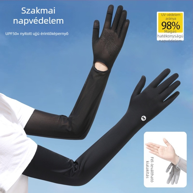 Női nejlon napvédő karvédők, hűsítő, légáteresztő, UV-védelem, csúszásmentes, érintőképernyő-kompatibilis, kültéri vezetéshez