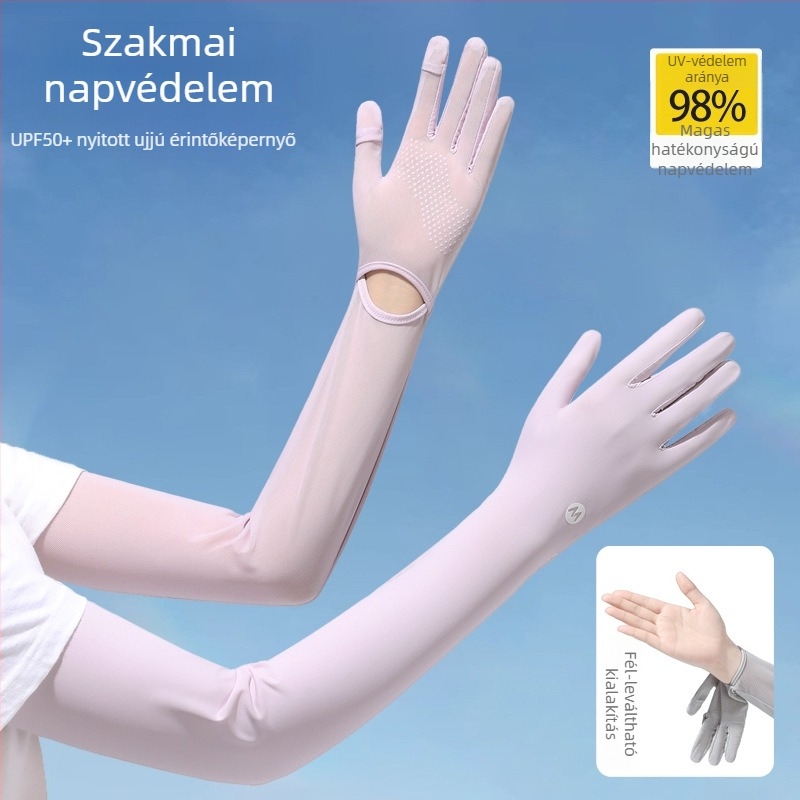 Női nejlon napvédő karvédők, hűsítő, légáteresztő, UV-védelem, csúszásmentes, érintőképernyő-kompatibilis, kültéri vezetéshez