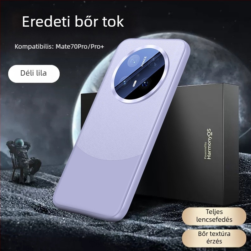 Huawei Mate70 Pro műbőr tok, teljes kameravédő védelem, domborított mintázat, ütésálló