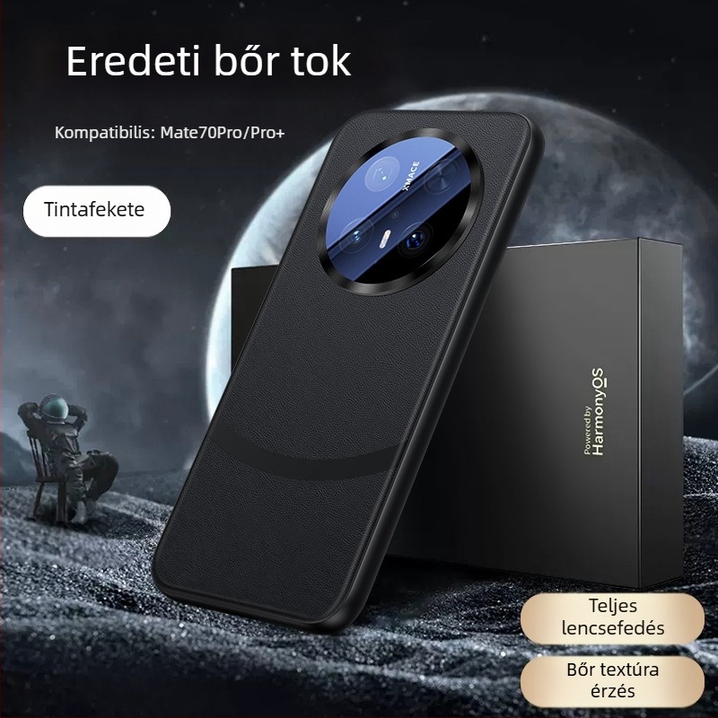 Huawei Mate70 Pro műbőr tok, teljes kameravédő védelem, domborított mintázat, ütésálló