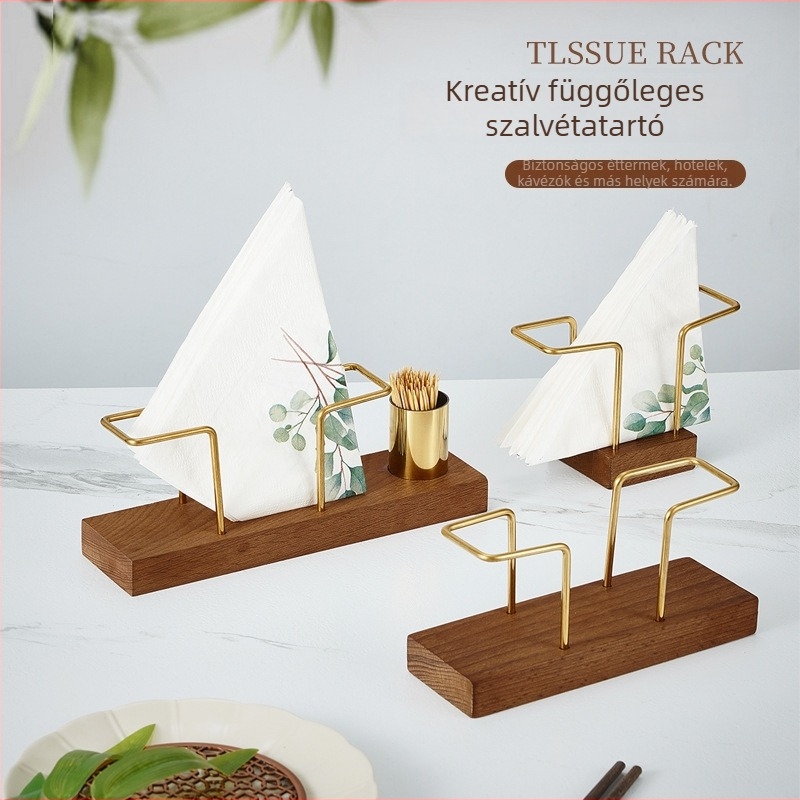 Szilárdfa kereskedelmi szalvétatartó éttermek és kávézók számára – függőleges asztali tartó, négyzetes kivitel (Anyag: Fa; Felületkezelés: Polírozás; Megjelenés: Négyzet alakú; Márka: Lujiang; Stílus: Egyéb)