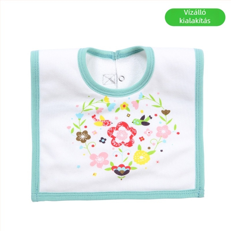 Baba nyálkendő etetéshez pamut felülettel, vízálló középréteggel és terry alsó réteggel, uniszex, 1–3 éveseknek
