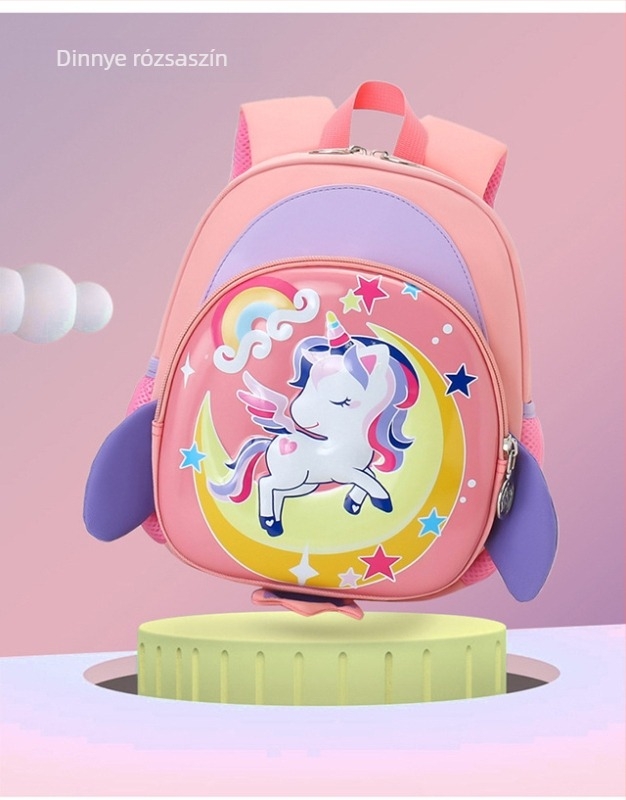 Oxford anyagú gyerek hátizsák, légáteresztő, ultrakönnyű és terheléscsökkentő, aranyos rajzfilmes stílusú, görbült vállpánt.