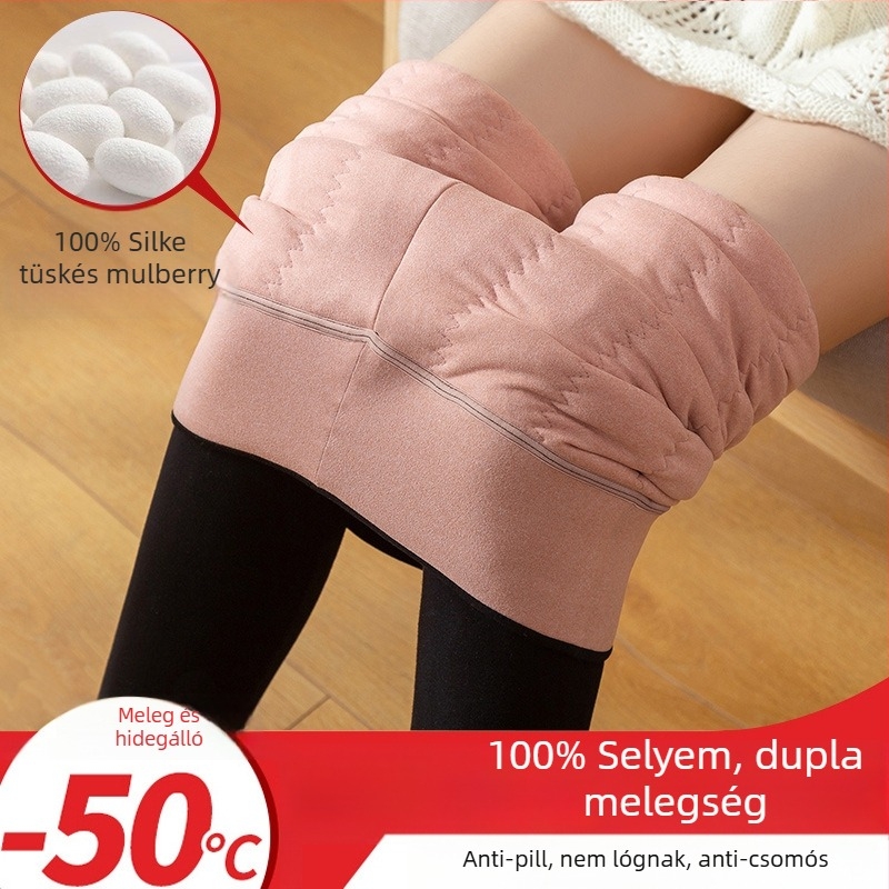All-in-one terhes nadrág fleece-beléssel, extrán vastag meleg leggings, magas rugalmassággal