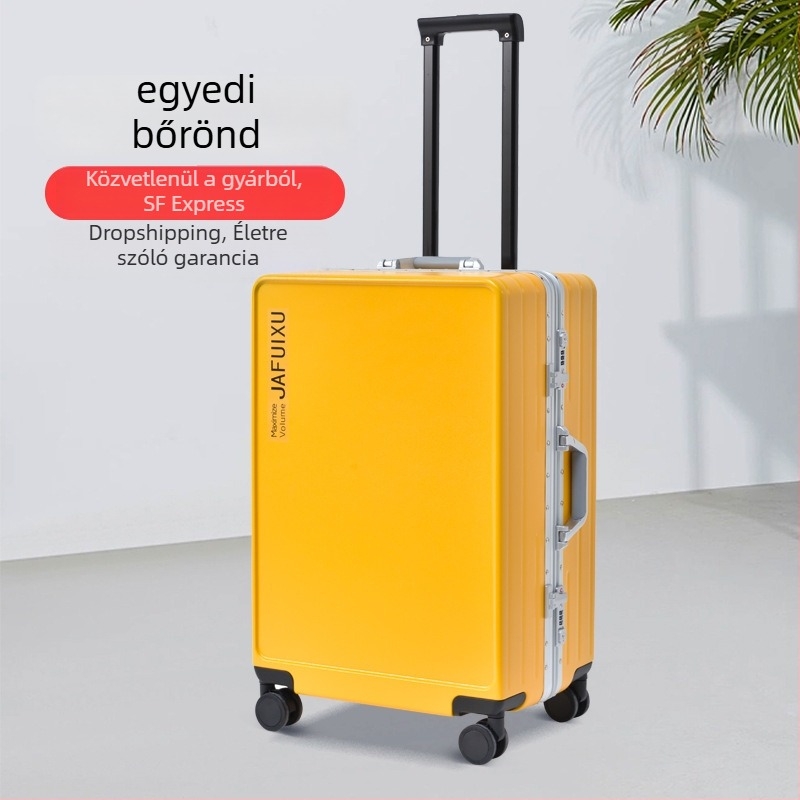 Unisex merevfalú bőrönd alumínium kerettel, PC külsővel, univerzális kerekekkel, 56–75 L kapacitás, zár