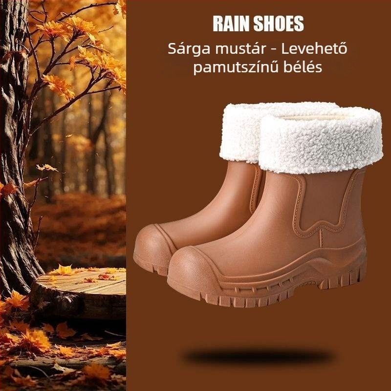 Női középmagas esőcsizma PVC felsőrésszel, vízálló, kopásálló, csúszásmentes, őszi-téli