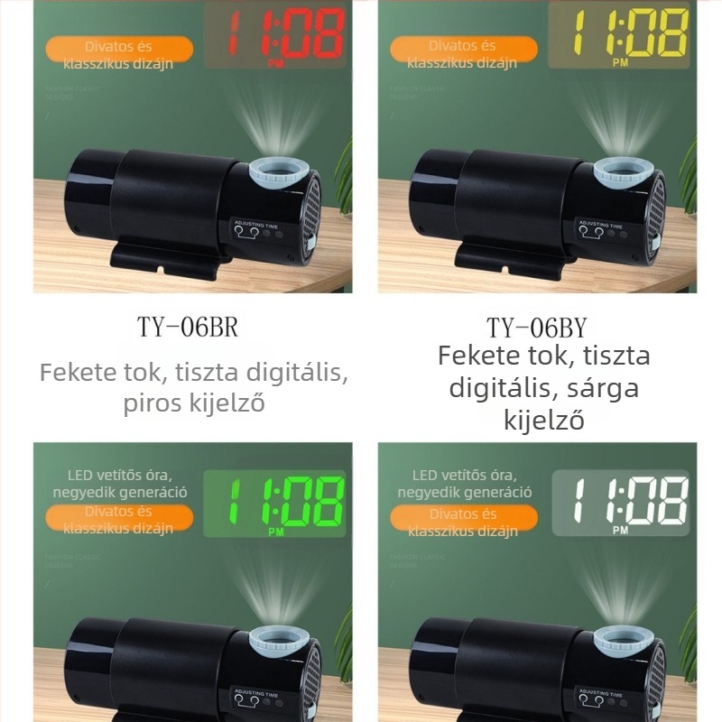 LED-projekciós óra nagy méretű világító betűkkel, falra szerelhető digitális óra az idő kijelzéséhez és éjszakai fényhez