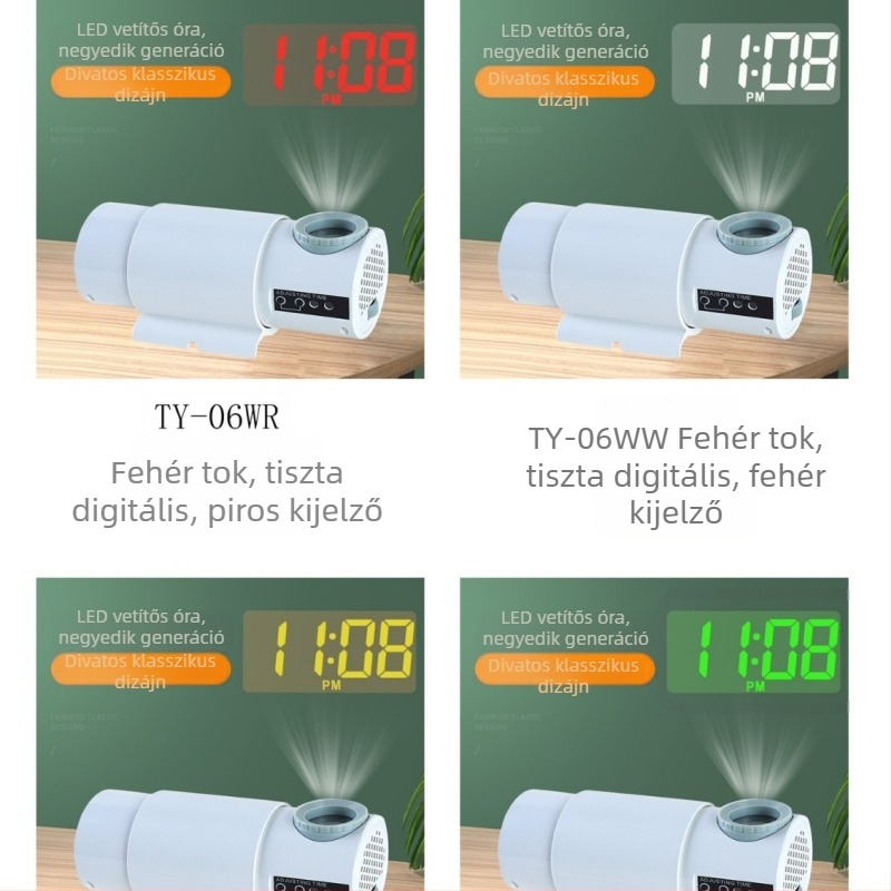 LED-projekciós óra nagy méretű világító betűkkel, falra szerelhető digitális óra az idő kijelzéséhez és éjszakai fényhez