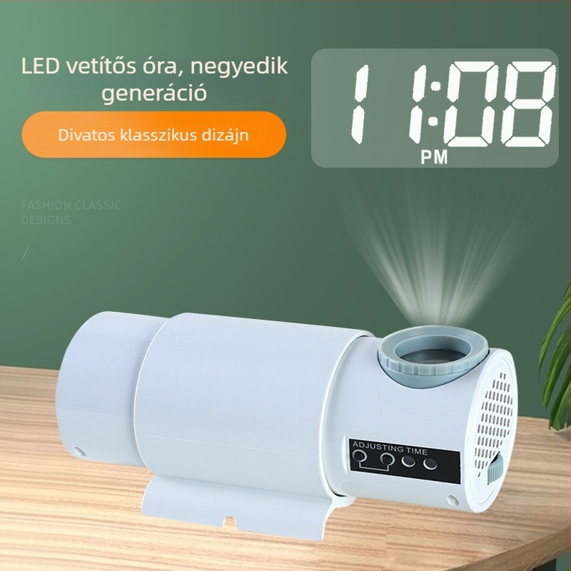 LED-projekciós óra nagy méretű világító betűkkel, falra szerelhető digitális óra az idő kijelzéséhez és éjszakai fényhez