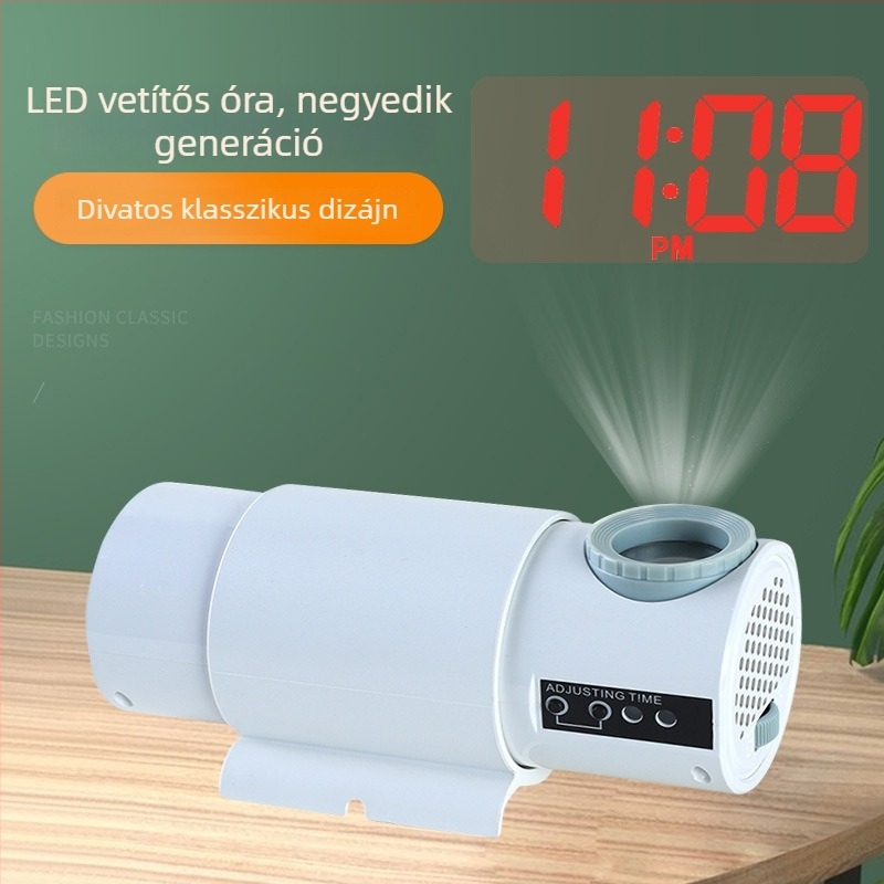 LED-projekciós óra nagy méretű világító betűkkel, falra szerelhető digitális óra az idő kijelzéséhez és éjszakai fényhez