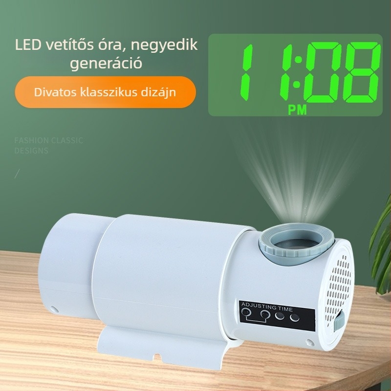 LED-projekciós óra nagy méretű világító betűkkel, falra szerelhető digitális óra az idő kijelzéséhez és éjszakai fényhez