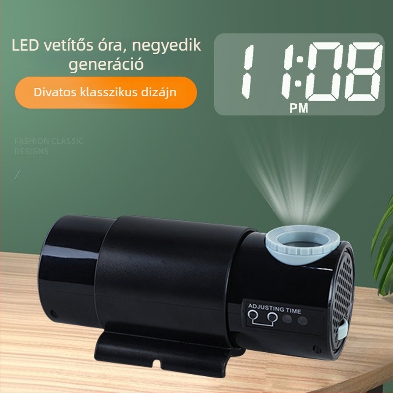 LED-projekciós óra nagy méretű világító betűkkel, falra szerelhető digitális óra az idő kijelzéséhez és éjszakai fényhez