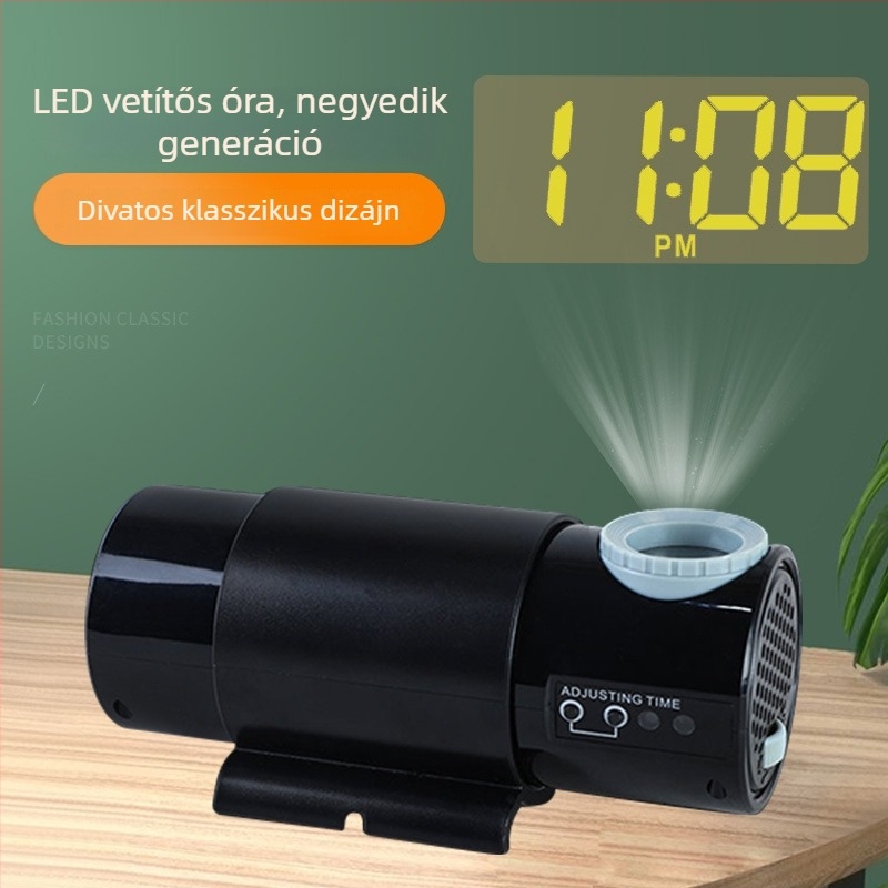LED-projekciós óra nagy méretű világító betűkkel, falra szerelhető digitális óra az idő kijelzéséhez és éjszakai fényhez