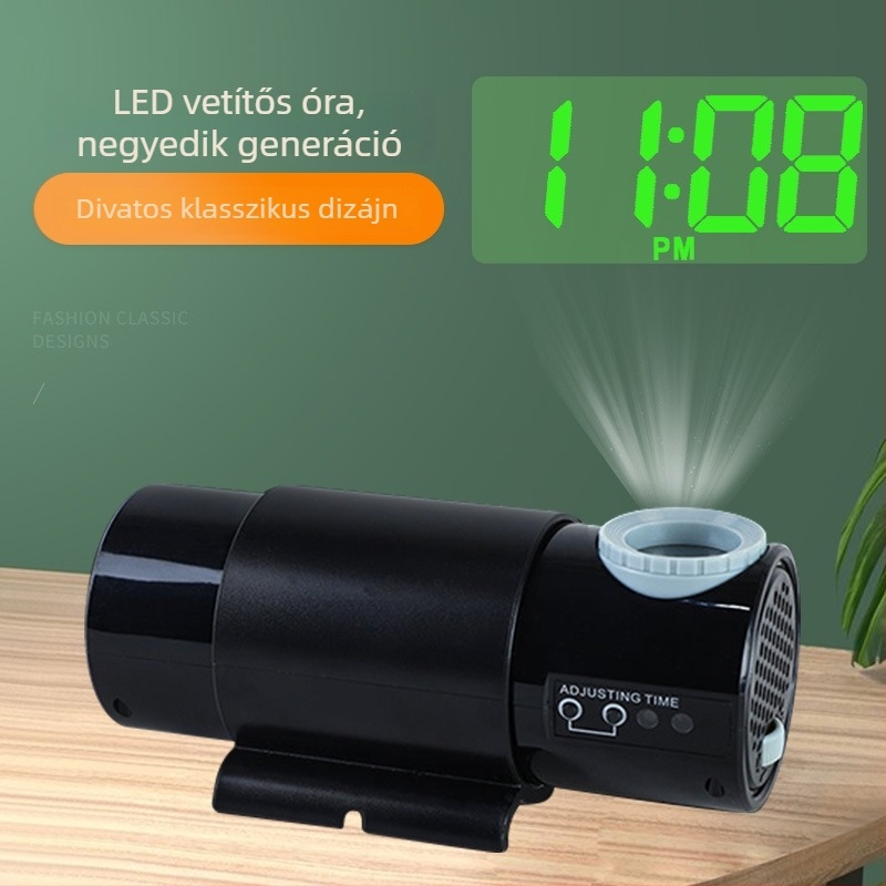 LED-projekciós óra nagy méretű világító betűkkel, falra szerelhető digitális óra az idő kijelzéséhez és éjszakai fényhez