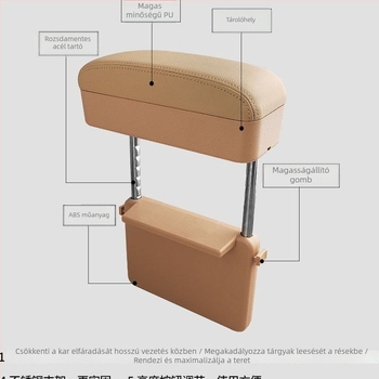 Autóülés karfa tároló – multifunkcionális tároló doboz, állítható magasság, univerzális kompatibilitás