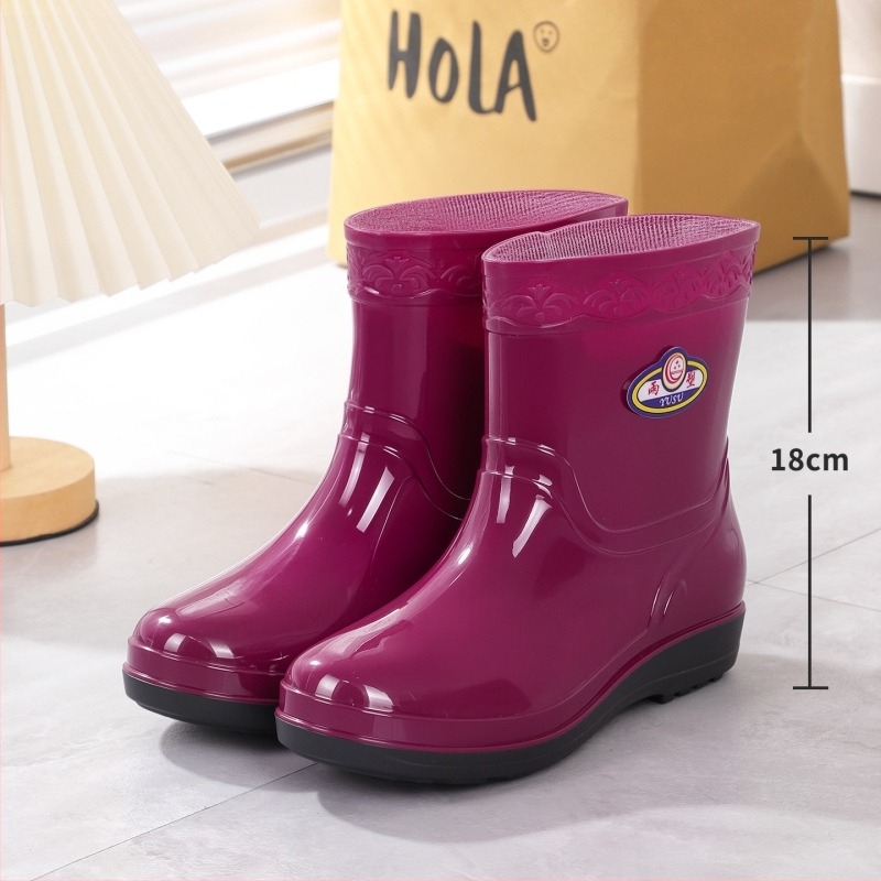 Női PVC esőcsizma, Slip-On, vízálló, alacsony sarka 1–3 cm