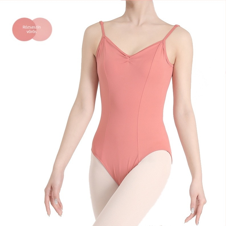 Balett edzésbodyn vállpántos, V-nyakú, magas csípővel; anyag: nylon 84% (bélés)