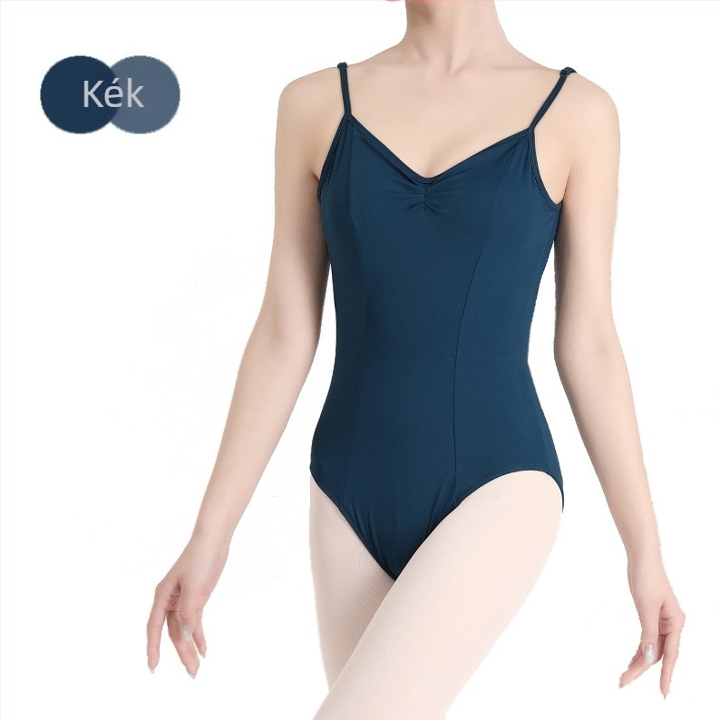 Balett edzésbodyn vállpántos, V-nyakú, magas csípővel; anyag: nylon 84% (bélés)