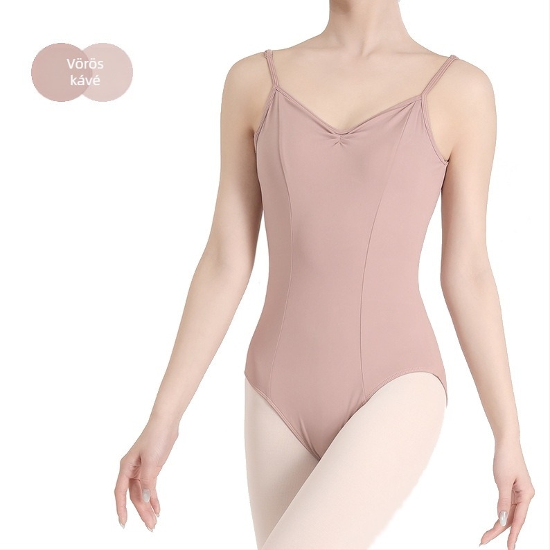 Balett edzésbodyn vállpántos, V-nyakú, magas csípővel; anyag: nylon 84% (bélés)