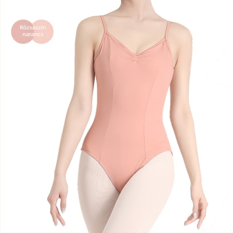 Balett edzésbodyn vállpántos, V-nyakú, magas csípővel; anyag: nylon 84% (bélés)