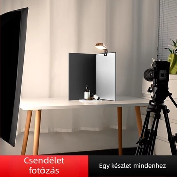 Szakmai fénykiegészítő panel asztali ékszerfotózáshoz, fehér/fekete, fényelnyelő, összecsukható
