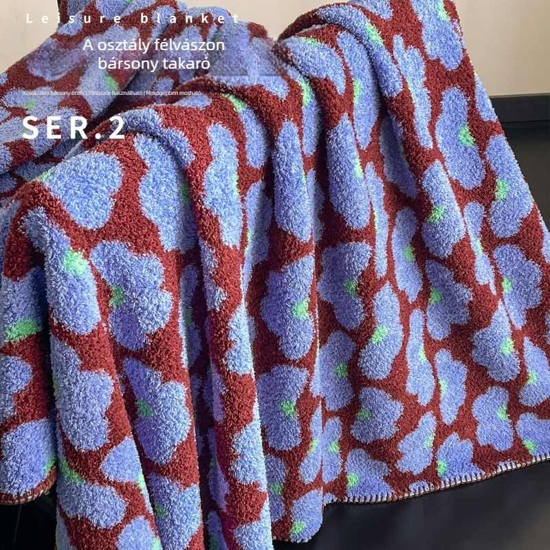 Poliészter takaró geometriás mintával, Dopamine stílus, 240 g, tavasz és ősz