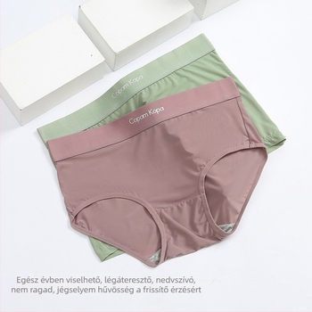 Női jégselyem alsónemű, háromszög és bikini fazon, középtalpas derék, széles deréköv, vékony, légáteresztő, seamless, gyorsan száradó, dupla gusztus, minden évszakban sportoláshoz