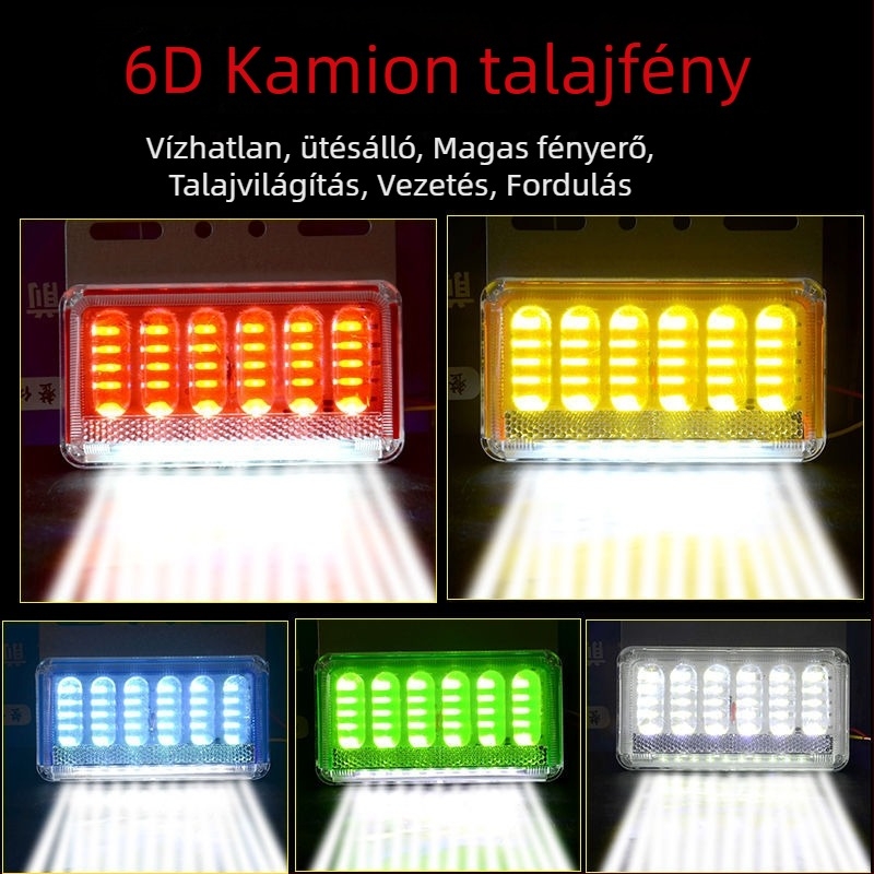 LED oldalsó fény teherautókhoz, vízálló, 8W, 12/24V, 6D fejlesztett modell