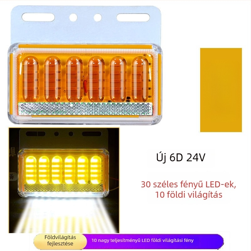 LED oldalsó fény teherautókhoz, vízálló, 8W, 12/24V, 6D fejlesztett modell
