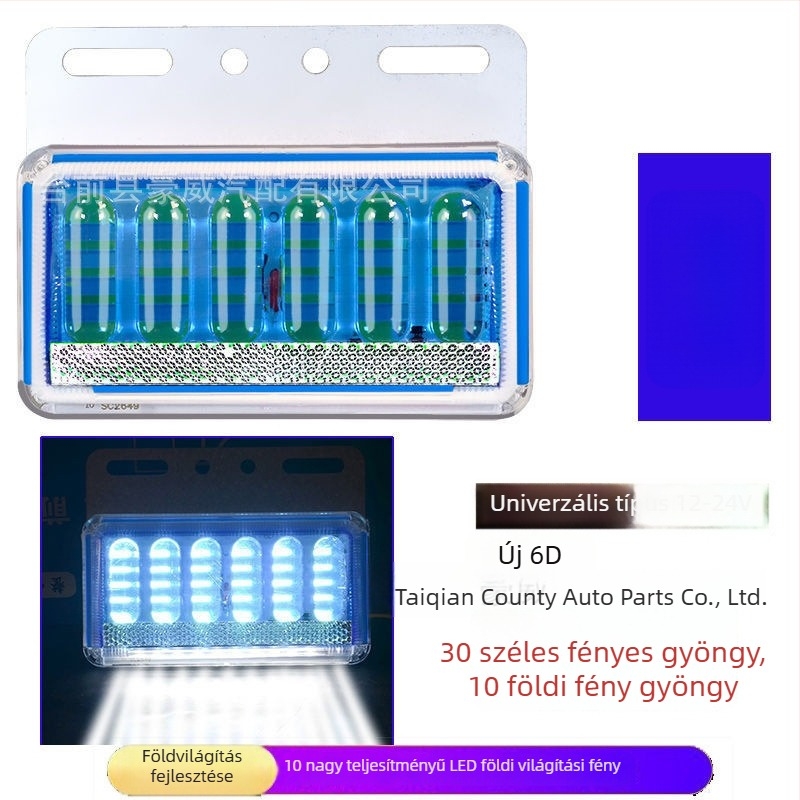 LED oldalsó fény teherautókhoz, vízálló, 8W, 12/24V, 6D fejlesztett modell
