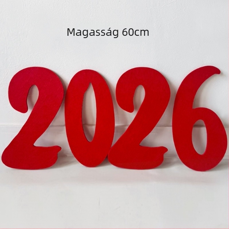 Fénykép kellékek - kézben tartható filcből készült betűtábla, újév témájú, családi portrék (Anyag: filc; Csomagolás: Opp bag; Márka: Other)
