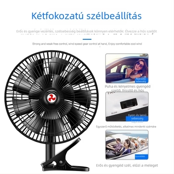 Autóventilátor YD-01, 120W, Metal + ABS, Többirányú állítható, Csendes működés
